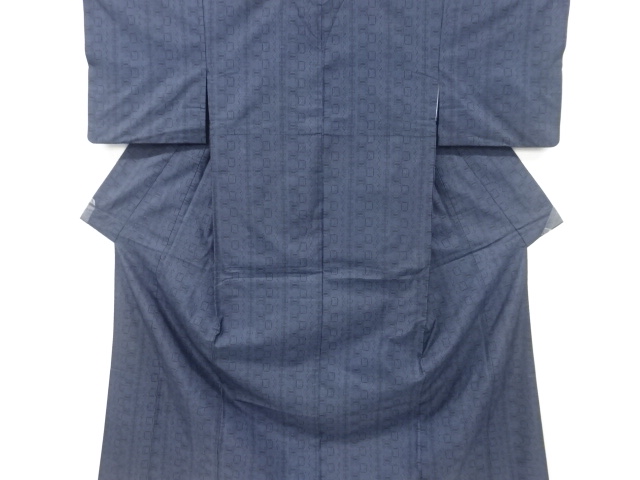 JAPANESE KIMONO / DORO OSHIMA TSUMUGI / WOVEN GEOMETRIC / 7MARUKI